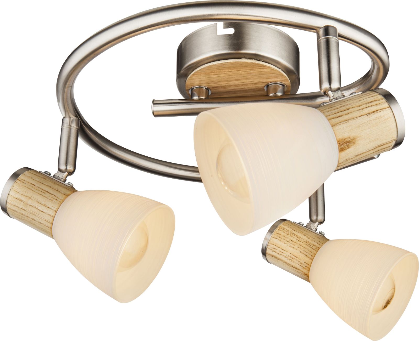 Deckenstrahler - Nickel matt-Holz - 3-flammig