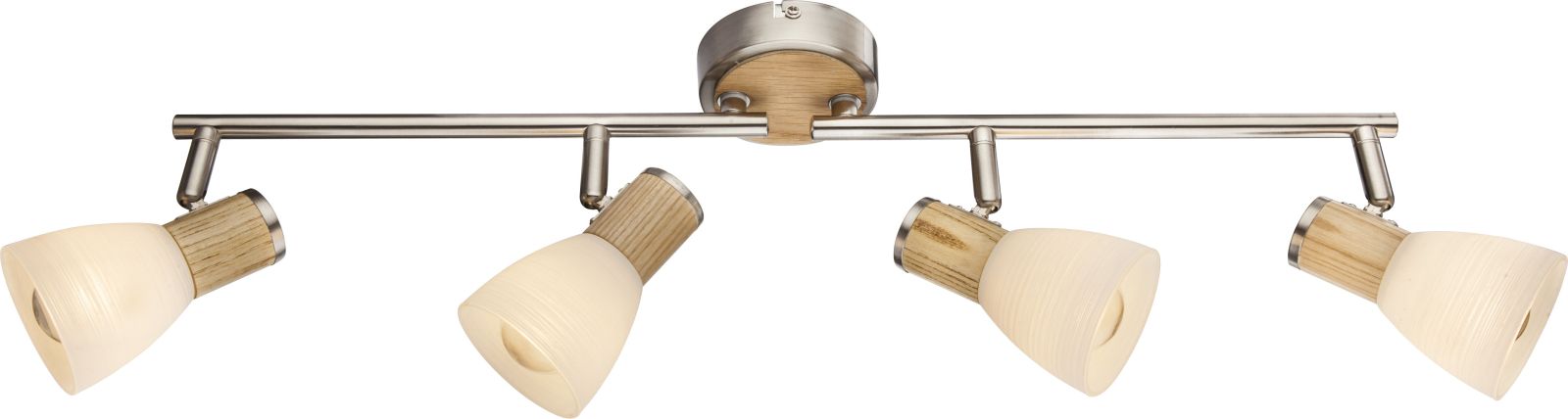 Deckenstrahler - Nickel matt-Holz - 4-flammig