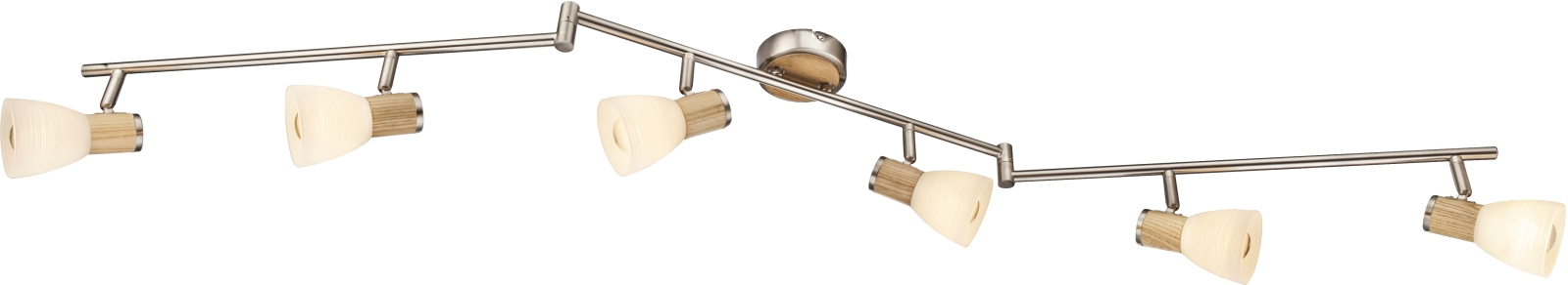 Deckenstrahler - Nickel matt - Holz - 6-flammig