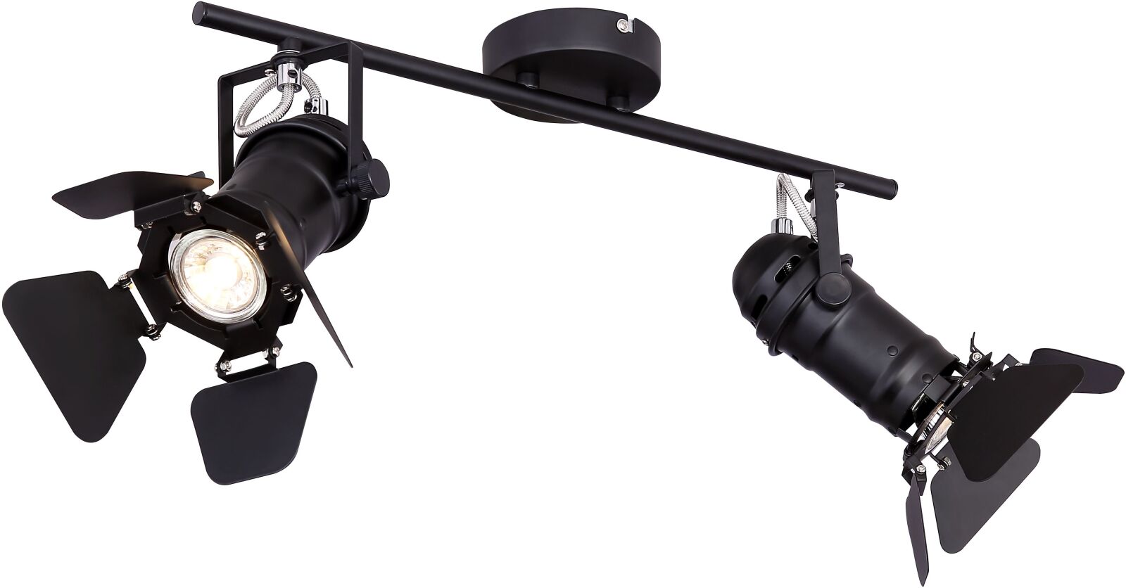 Deckenstrahler - schwarz - Filmsetstrahler-Design - 2-flammig - 54 cm