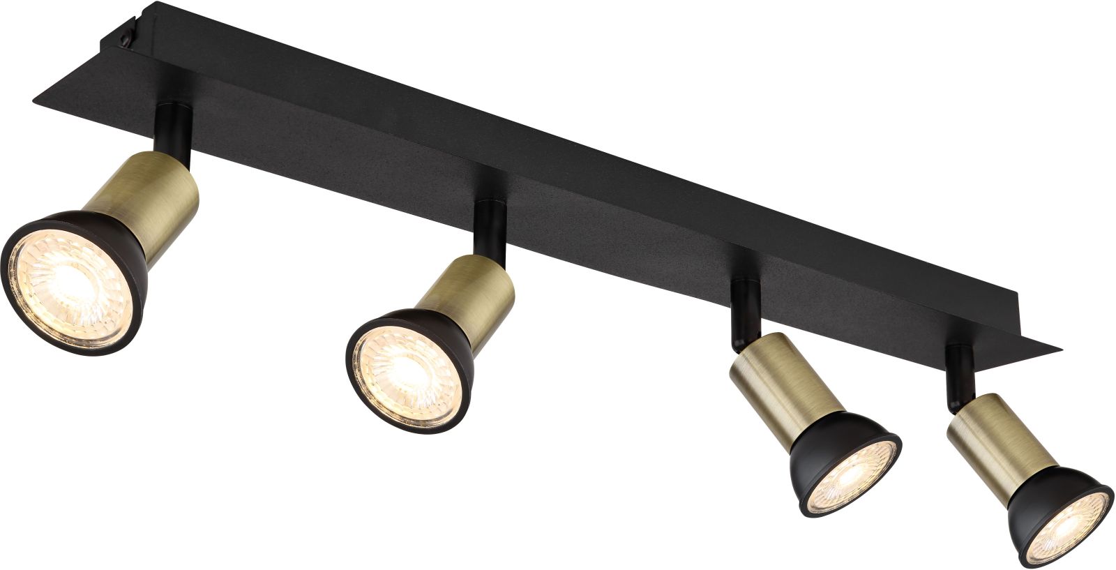 Deckenstrahler - schwarz matt - gold - Metall - 50 cm