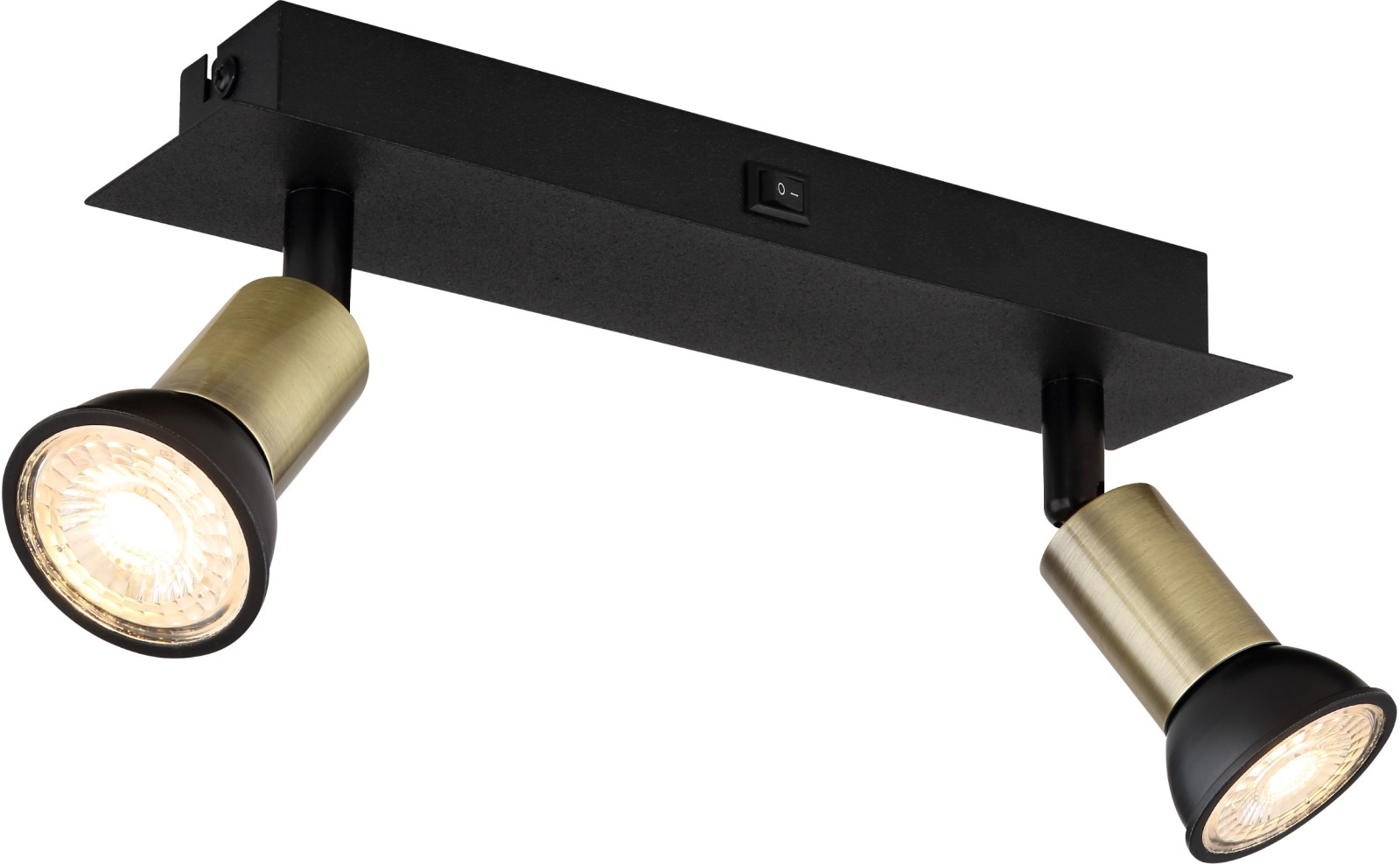 Deckenstrahler - schwarz matt - gold - Metall - Wippschalter