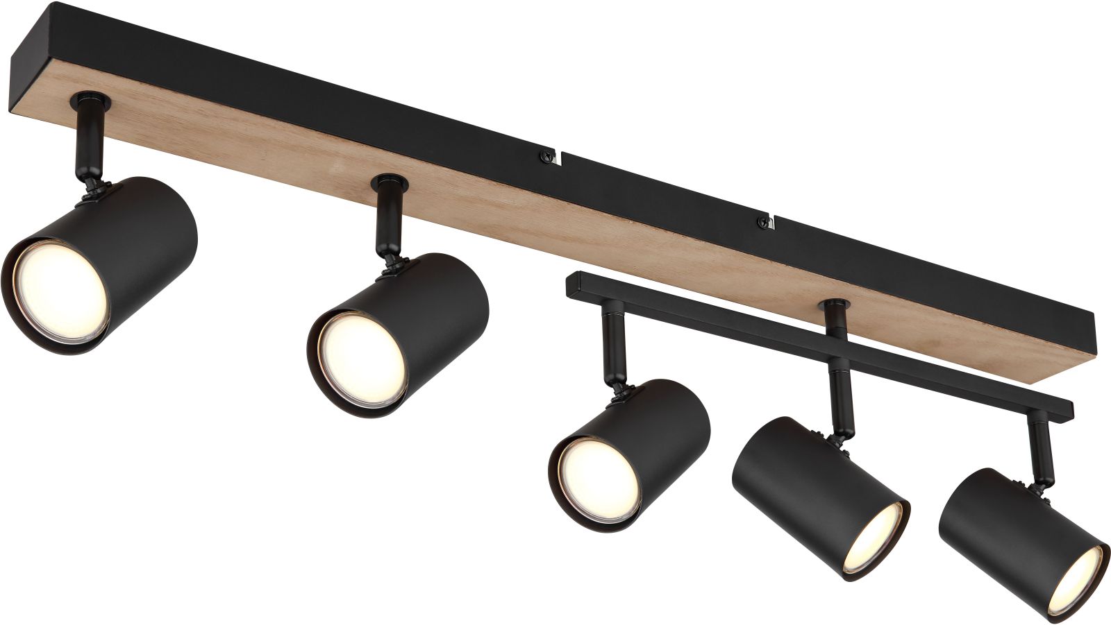 Deckenstrahler - schwarz matt - Holzoptik - beweglich - 70 cm