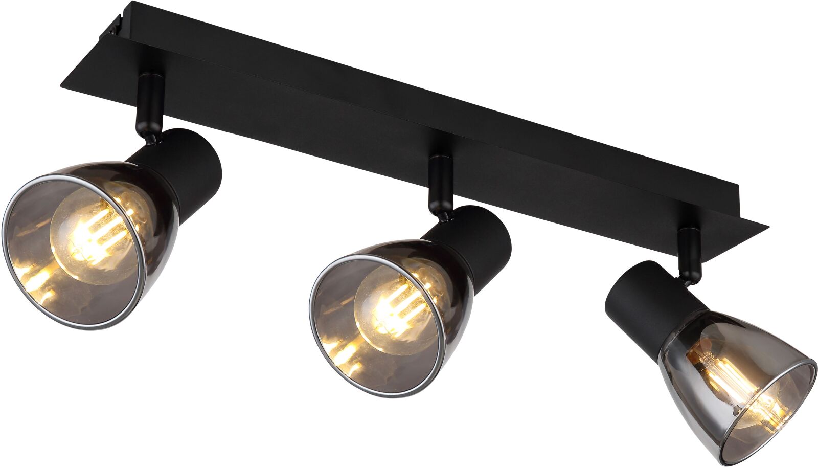 Deckenstrahler - schwarz matt - rauchfarben - Metall - 3-flammig