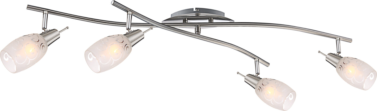 Deckenstrahler - verchromt Nickel matt - opal satiniert - 4-flammig