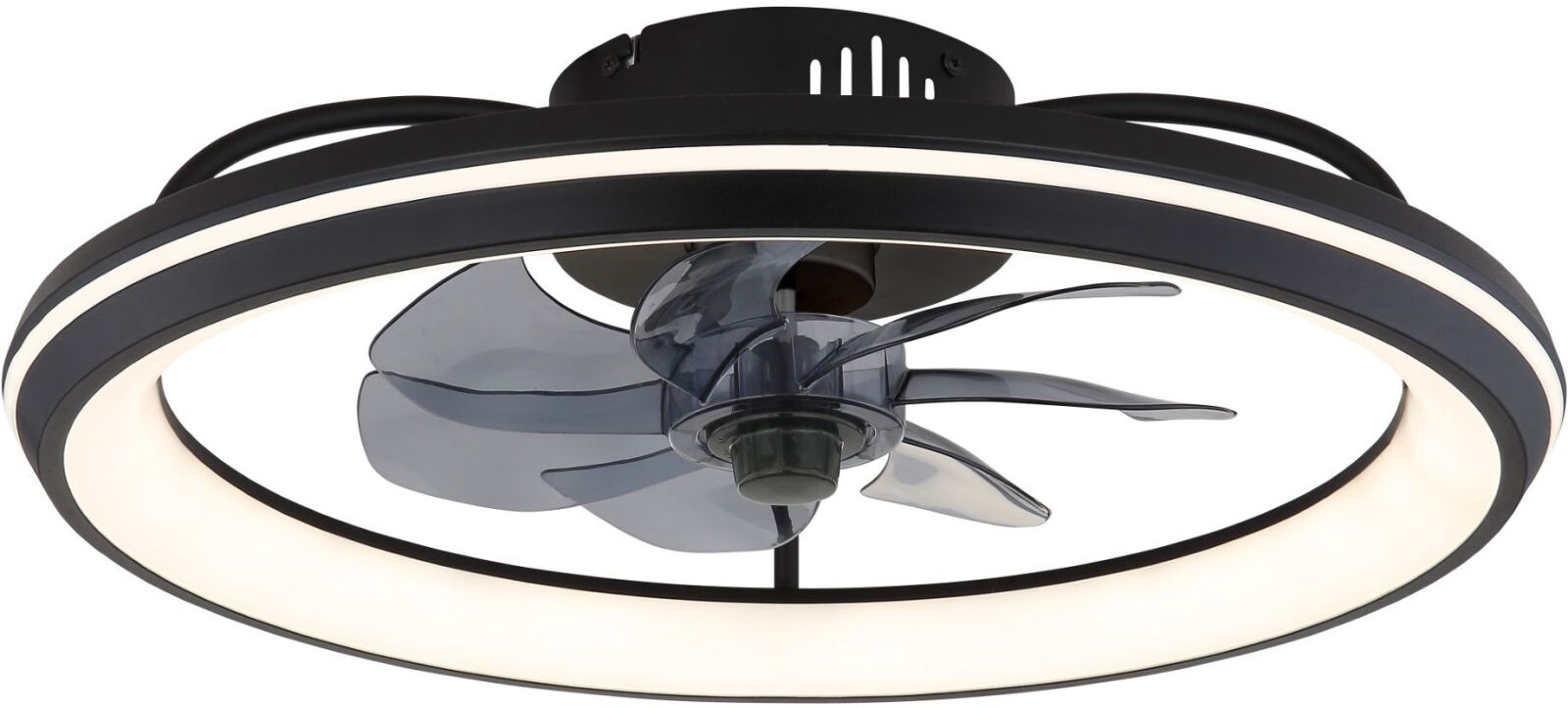 Deckenventilator CELESTE - schwarz matt-rauchfarben - dimmbar - Ø 50 cm