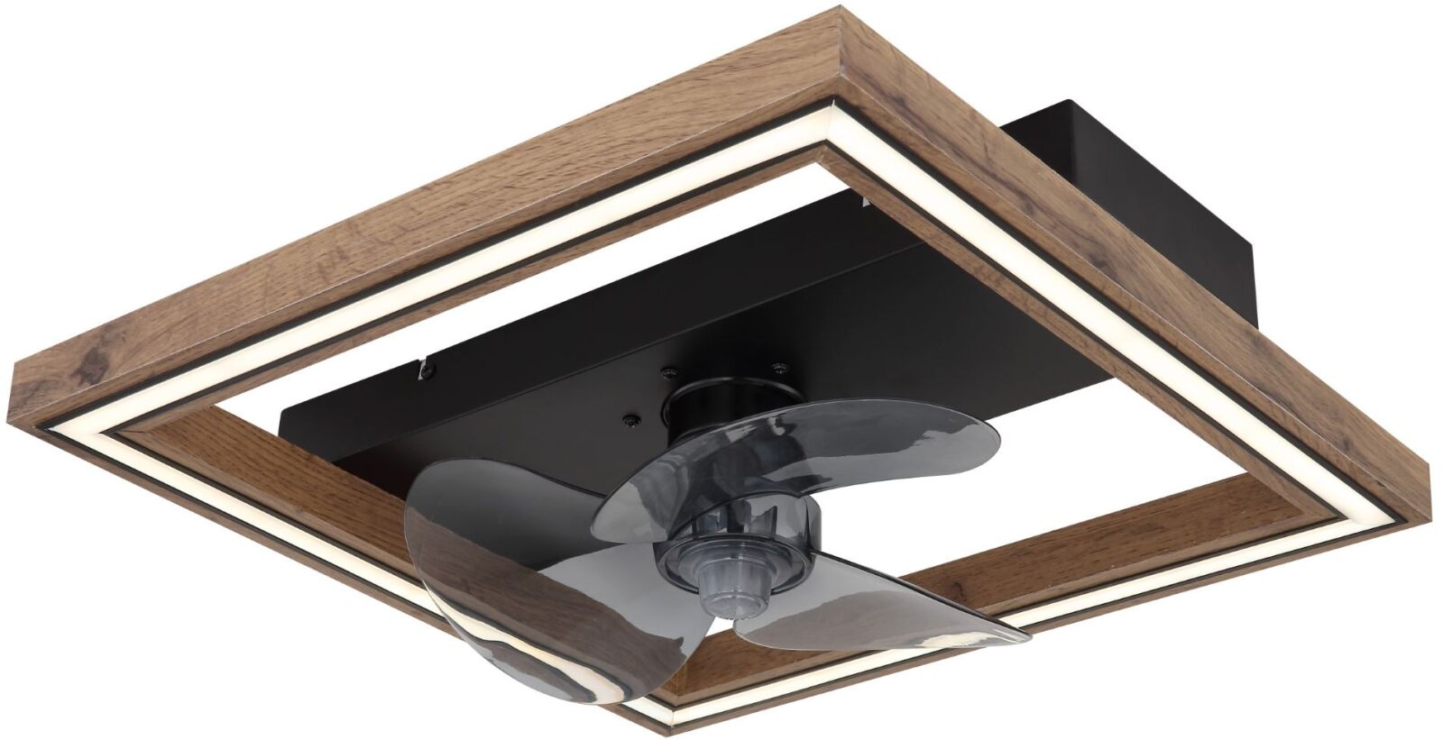 Deckenventilator CELINATA - schwarz-holzfarben - dimmbar - Timer