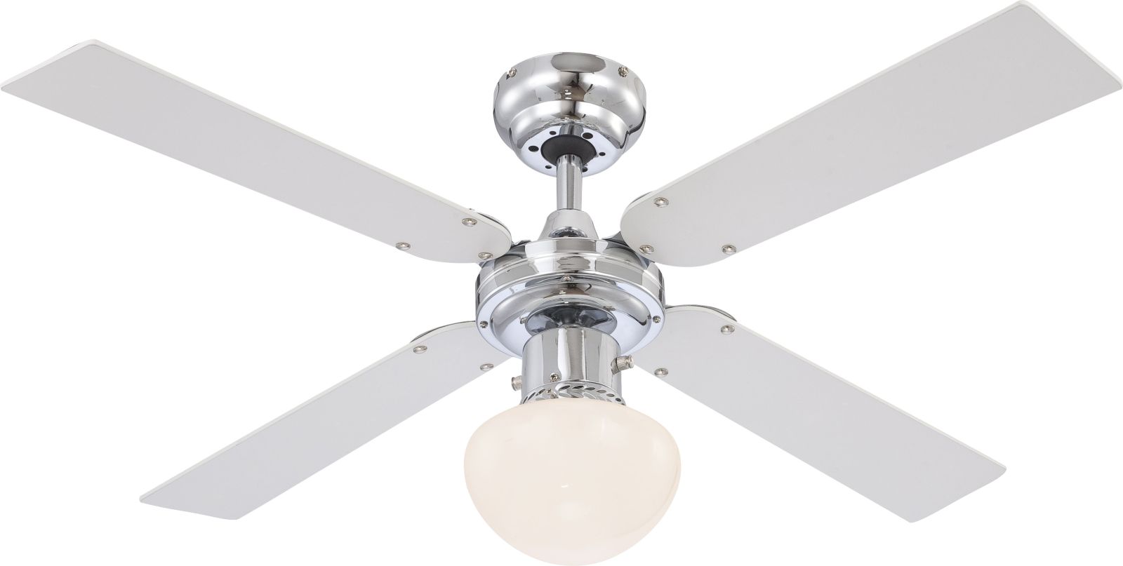 Deckenventilator - Chrom-silber - mit Licht