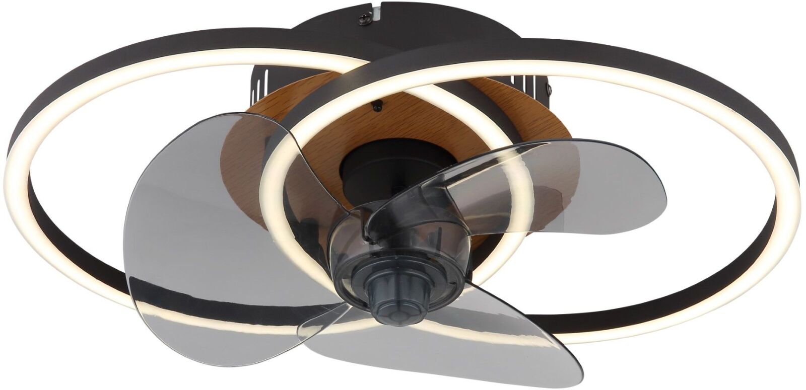 Deckenventilator KAREN - schwarz-holzfarben - Nachtlicht - dimmbar