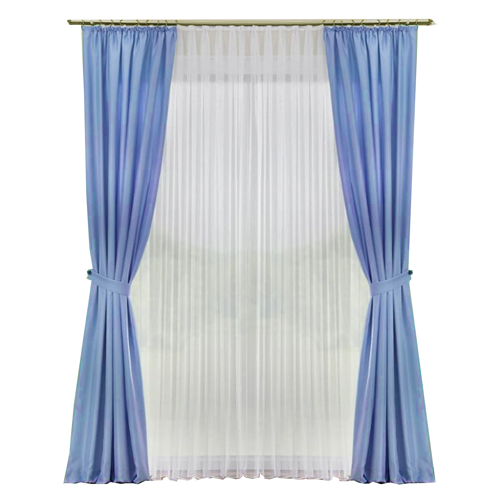 Deko-Garnitur - blau - mit U-Band - 135x245 cm
