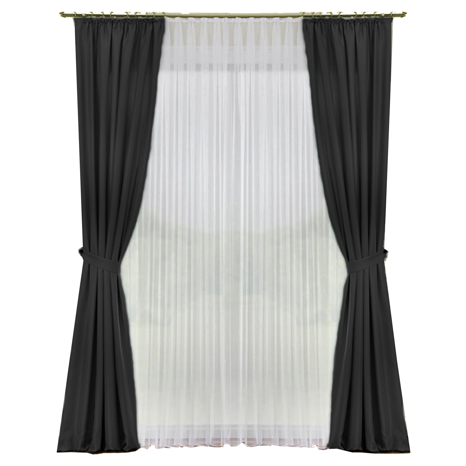 Deko-Garnitur - schwarz - mit U-Band - 135x230 cm