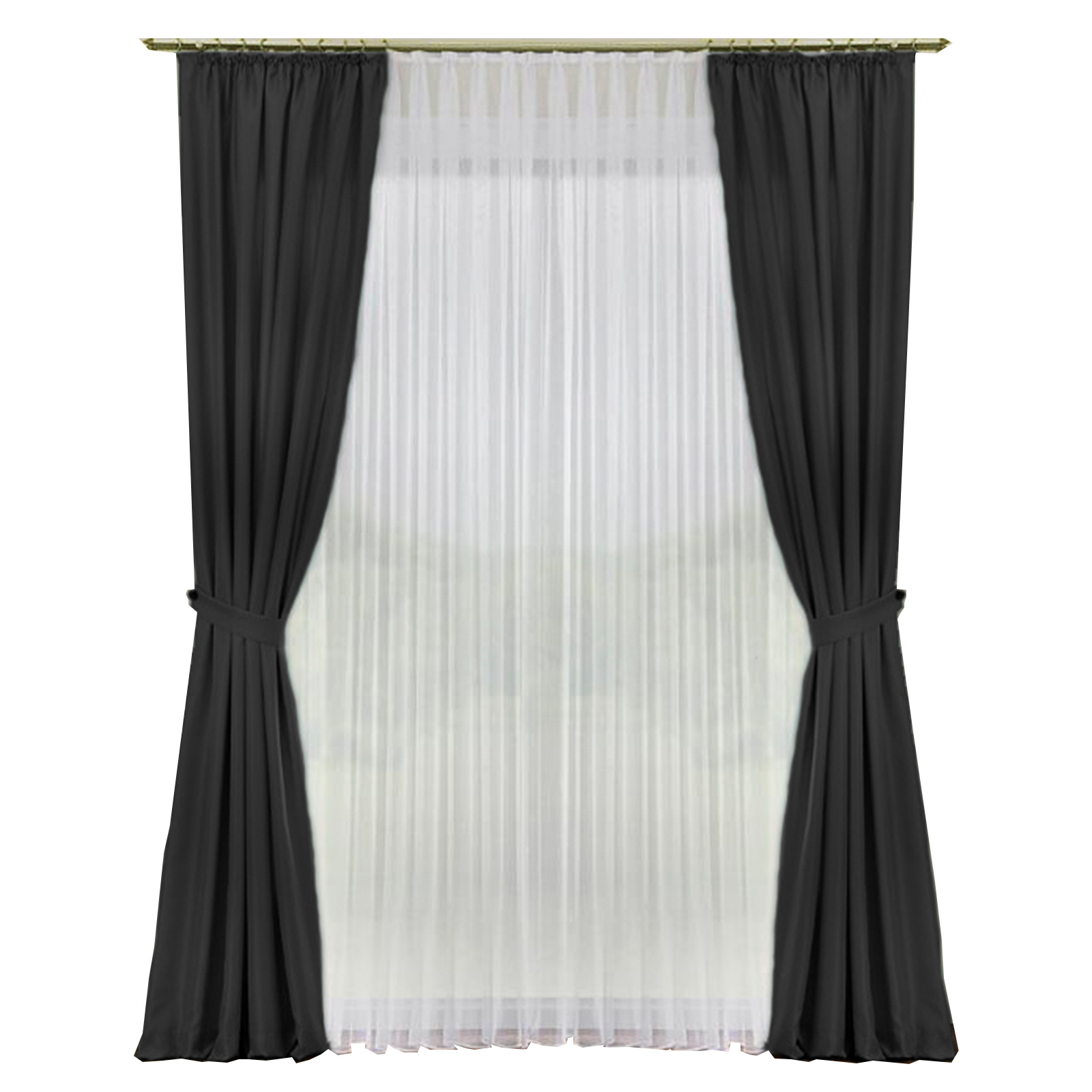 Deko-Garnitur - schwarz - mit U-Band - 135x245 cm