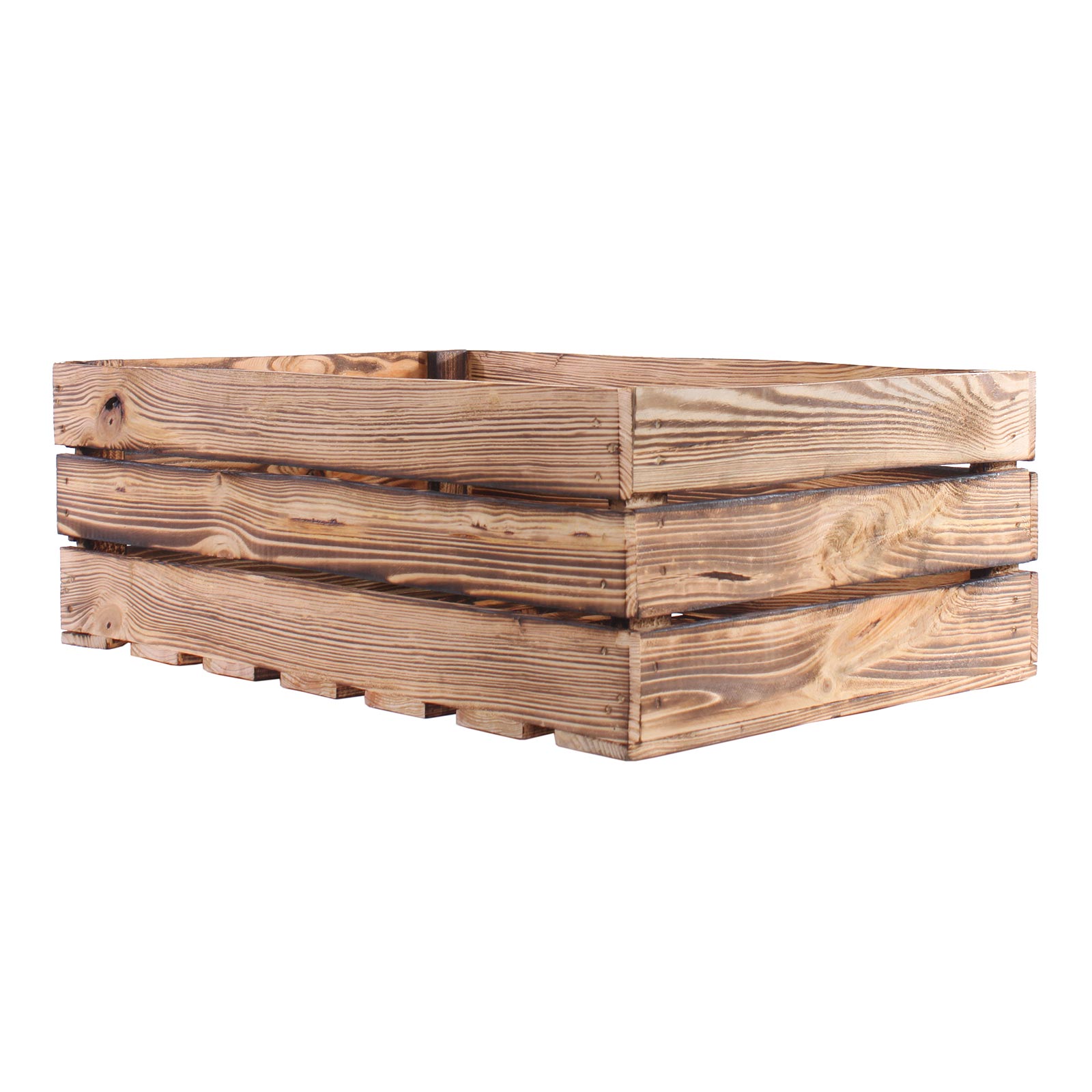 Deko-Holzkiste - natur geflammt matt - 40x21 cm