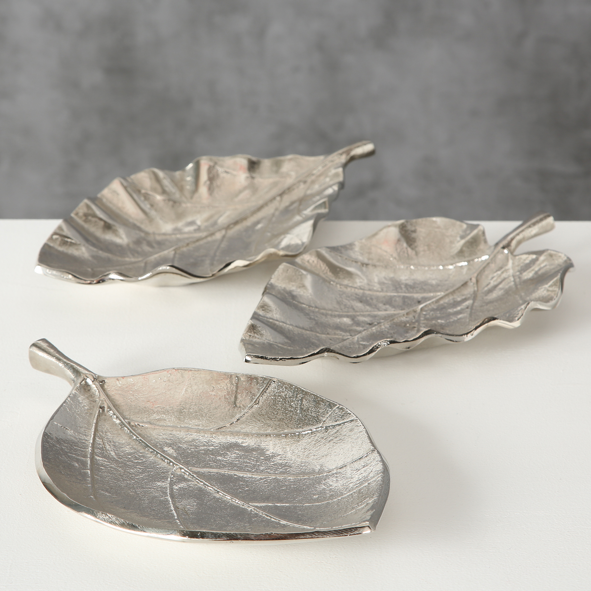 Deko-Schale - silber - Aluminium - Blatt-Form - sortiert
