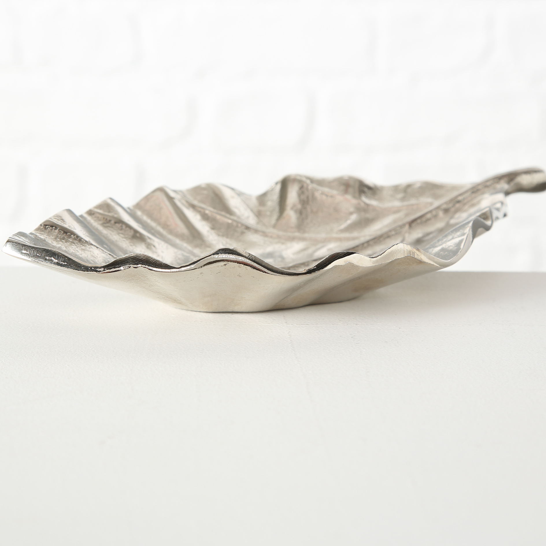 Deko-Schale - silber - Aluminium - Blatt-Form - sortiert