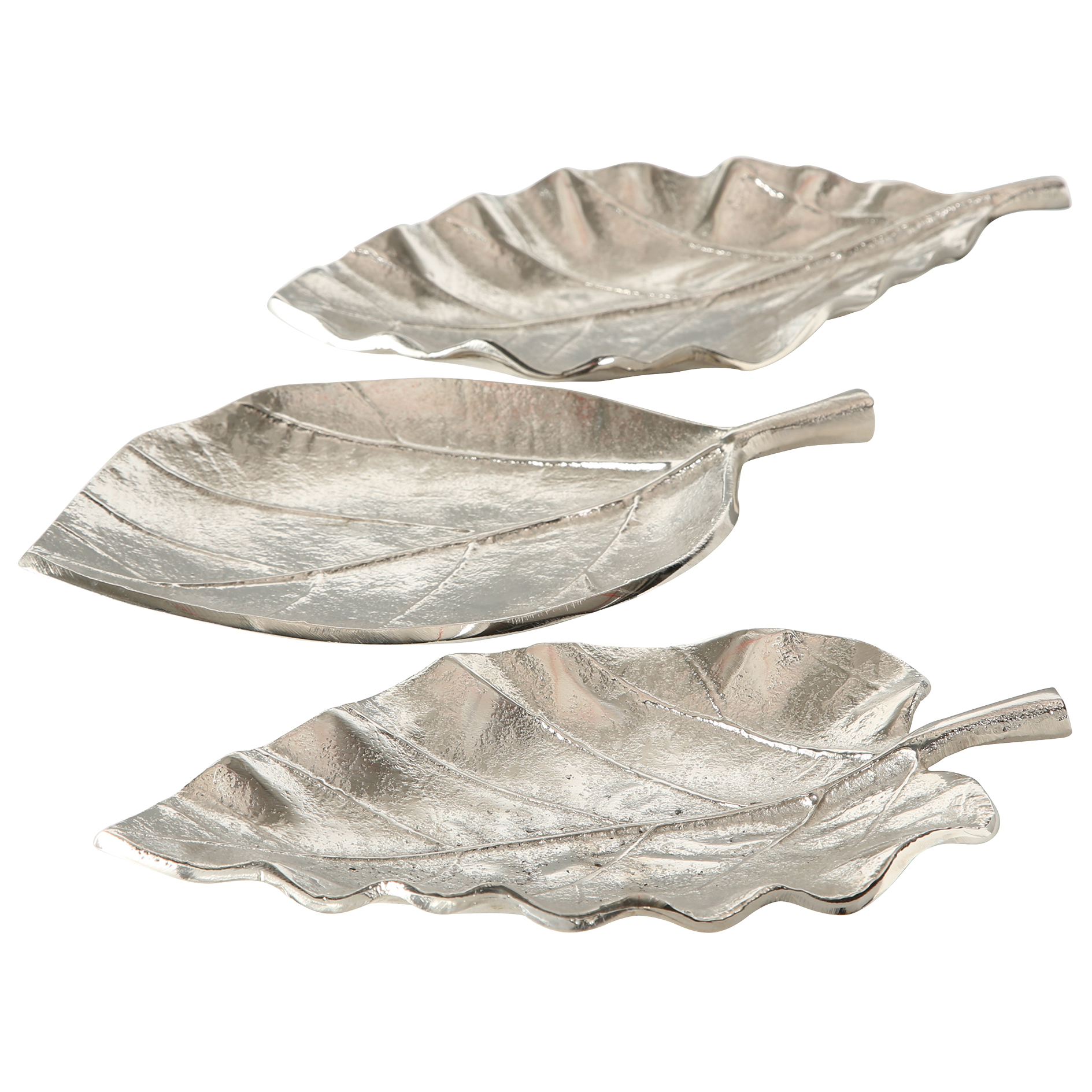 Deko-Schale - silber - Aluminium - Blatt-Form - sortiert
