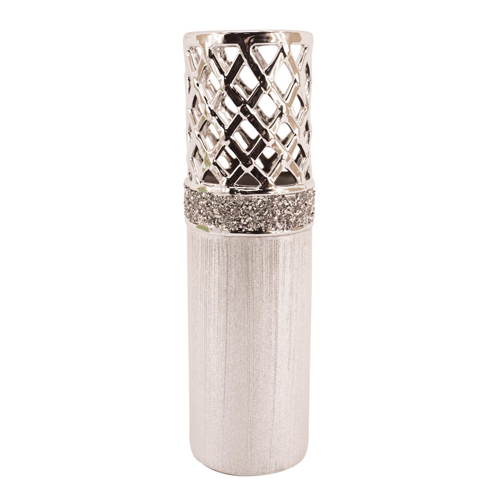 Deko-Vase - silber - 34,5 cm hoch