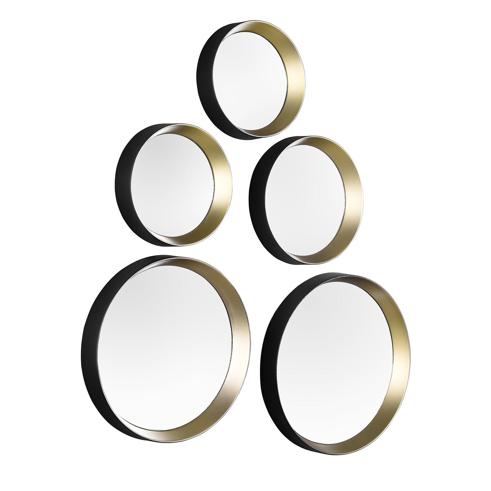 Dekospiegel-Set - schwarz-gold - 5-teilig
