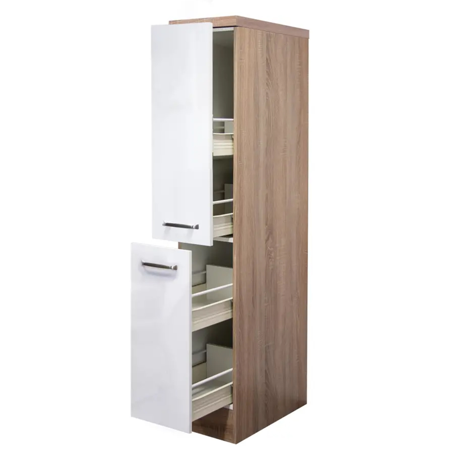 Demi-Apothekerschrank VALERO - weiß Hochglanz-Sonoma Eiche - 30 cm