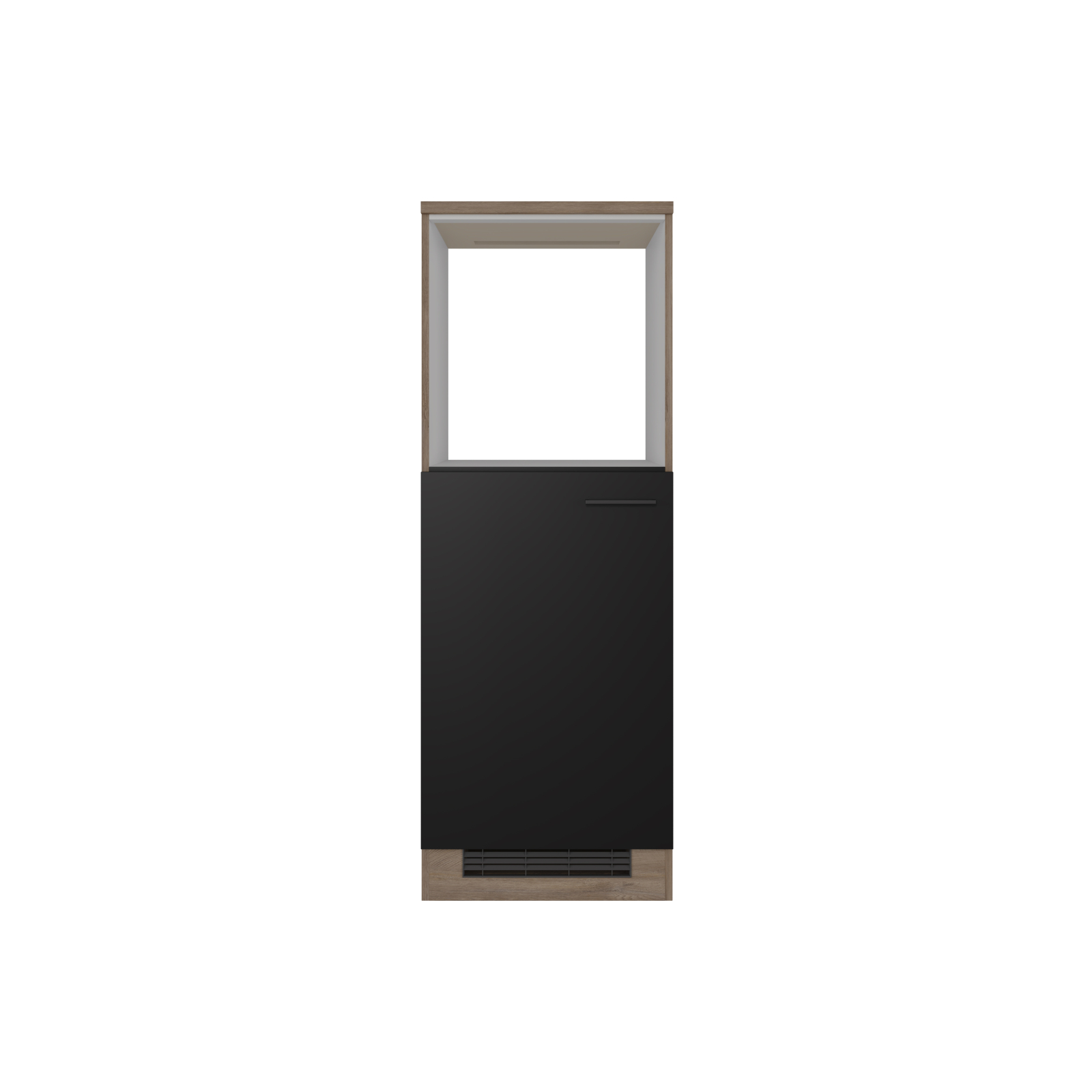 Demi-Geräteumbauschrank CAPRI - Touch schwarz - Endgrain Oak - für Backofen und Kühlschrank
