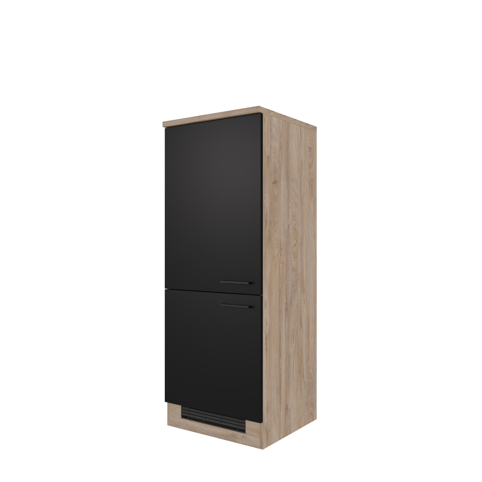 Demi-Geräteumbauschrank CAPRI - Touch schwarz - Endgrain Oak - für Kühlschrank