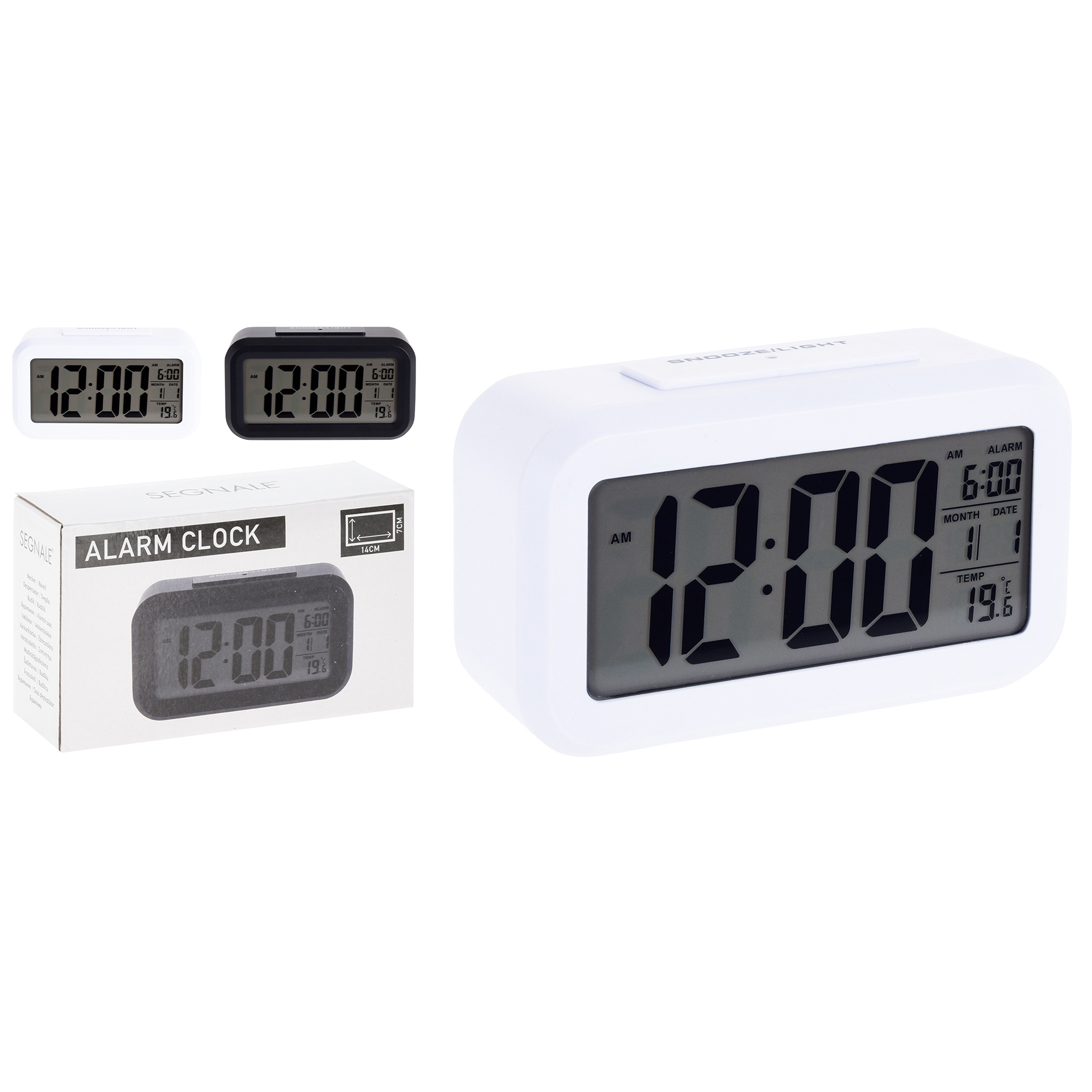 Digitalwecker - sortiert - schwarz oder weiß - 14,5 cm