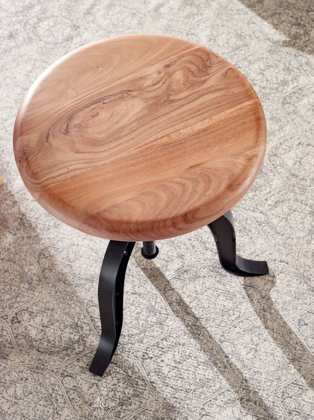 Drehhocker - natur-schwarz - Metall