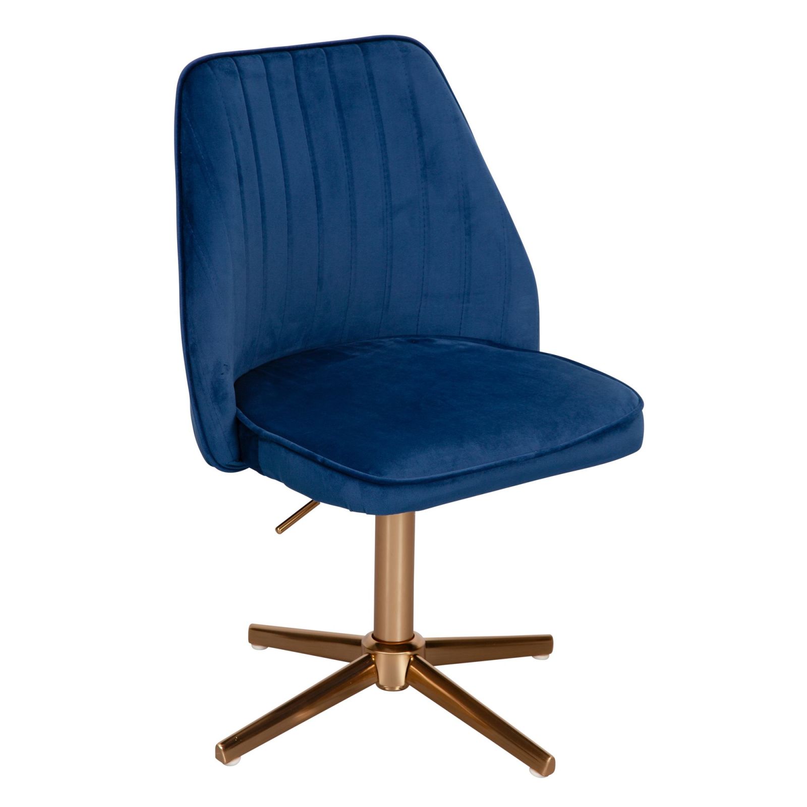 Drehstuhl - blau - Samt - höhenverstellbar