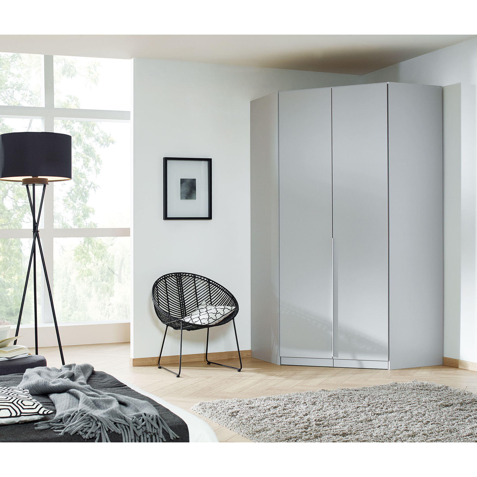 Drehtüren-Eckschrank - seidengrau - 2-türig - 117x229 cm
