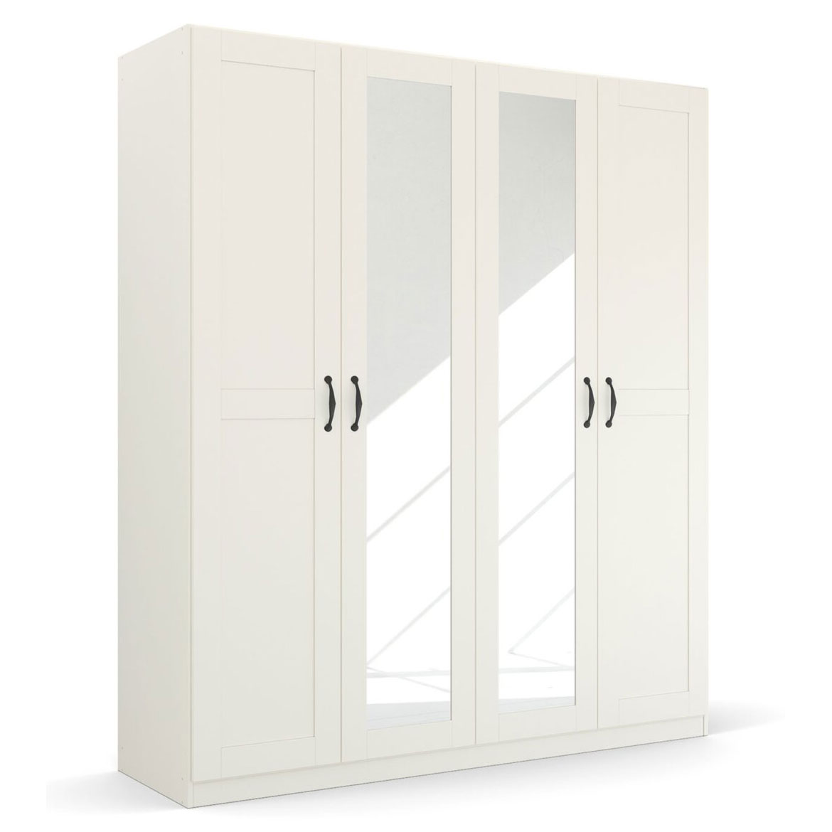 Drehtürenschrank - alpinweiß - 2 Spiegeltüren - 181 cm