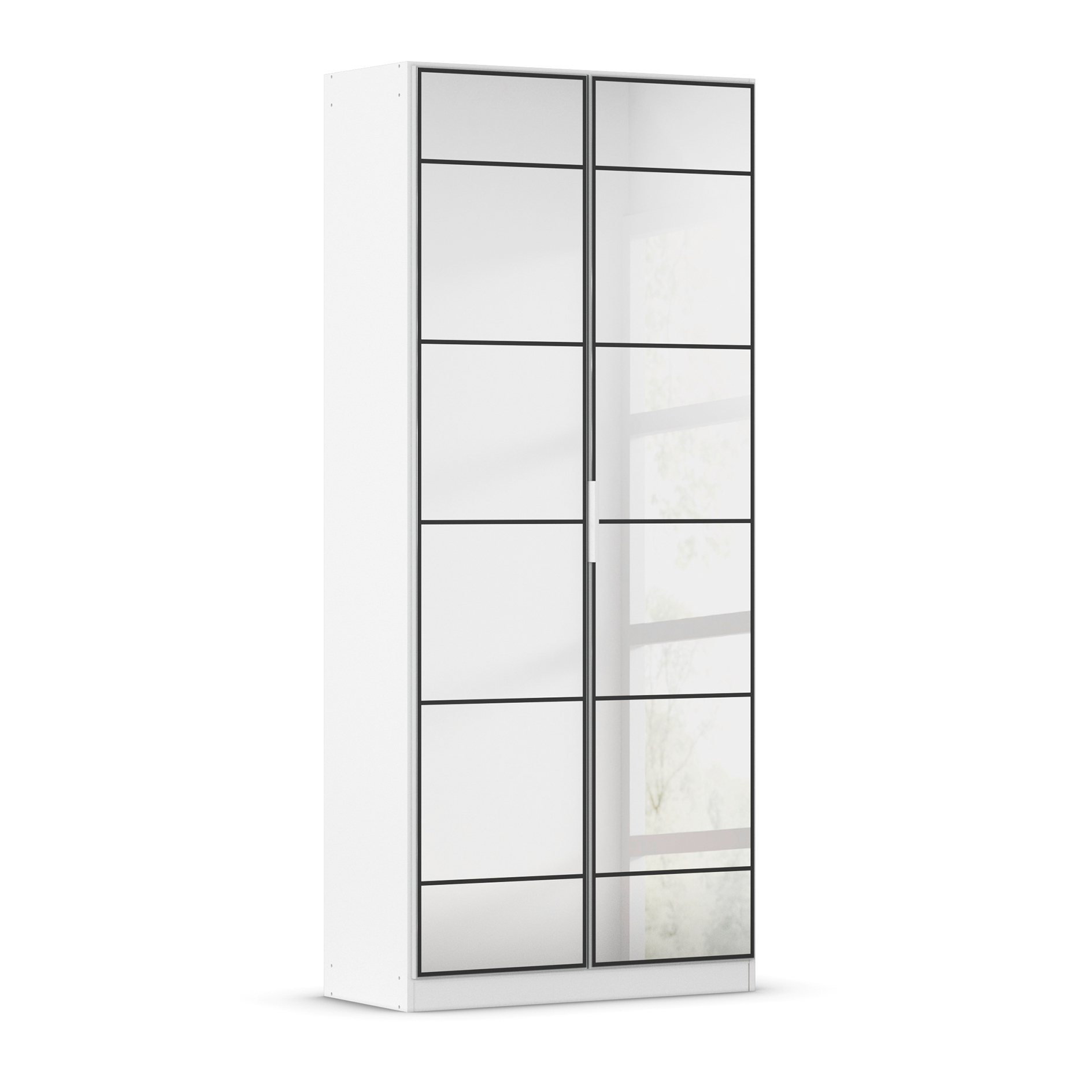 Drehtürenschrank - alpinweiß - 2 Spiegeltüren - 91 cm