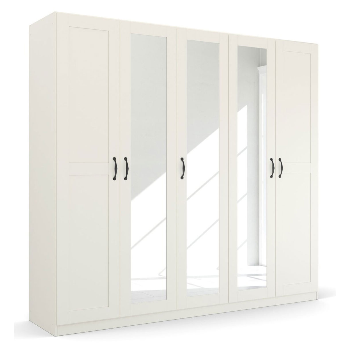 Drehtürenschrank - alpinweiß - 3 Spiegeltüren - 226 cm