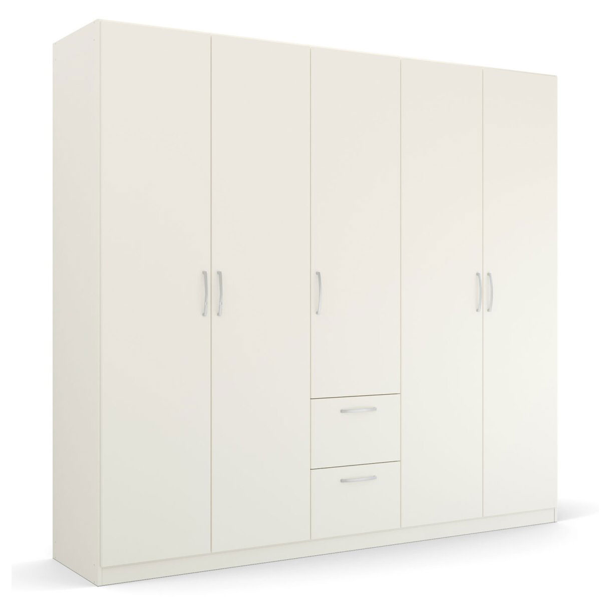 Drehtürenschrank - alpinweiß - 5-türig - 2 Schubkästen - 226 cm