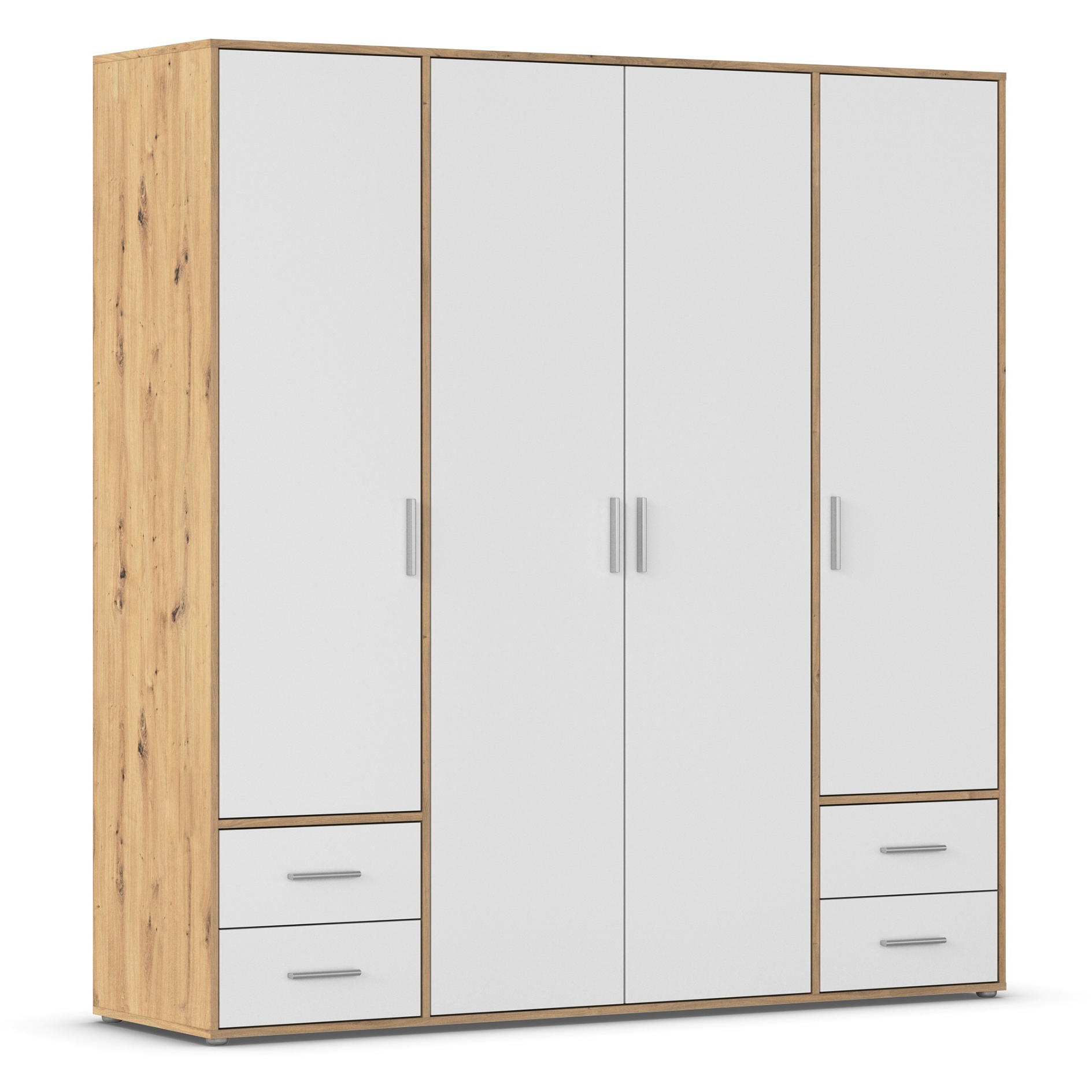 Drehtürenschrank - alpinweiß - Eiche Artisan - 187 cm