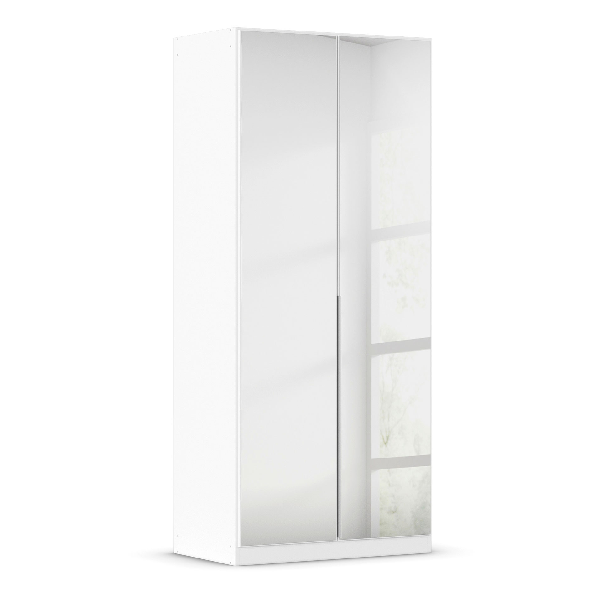 Drehtürenschrank - alpinweiß - Kristallglasspiegel - 2-türig - 91x210 cm