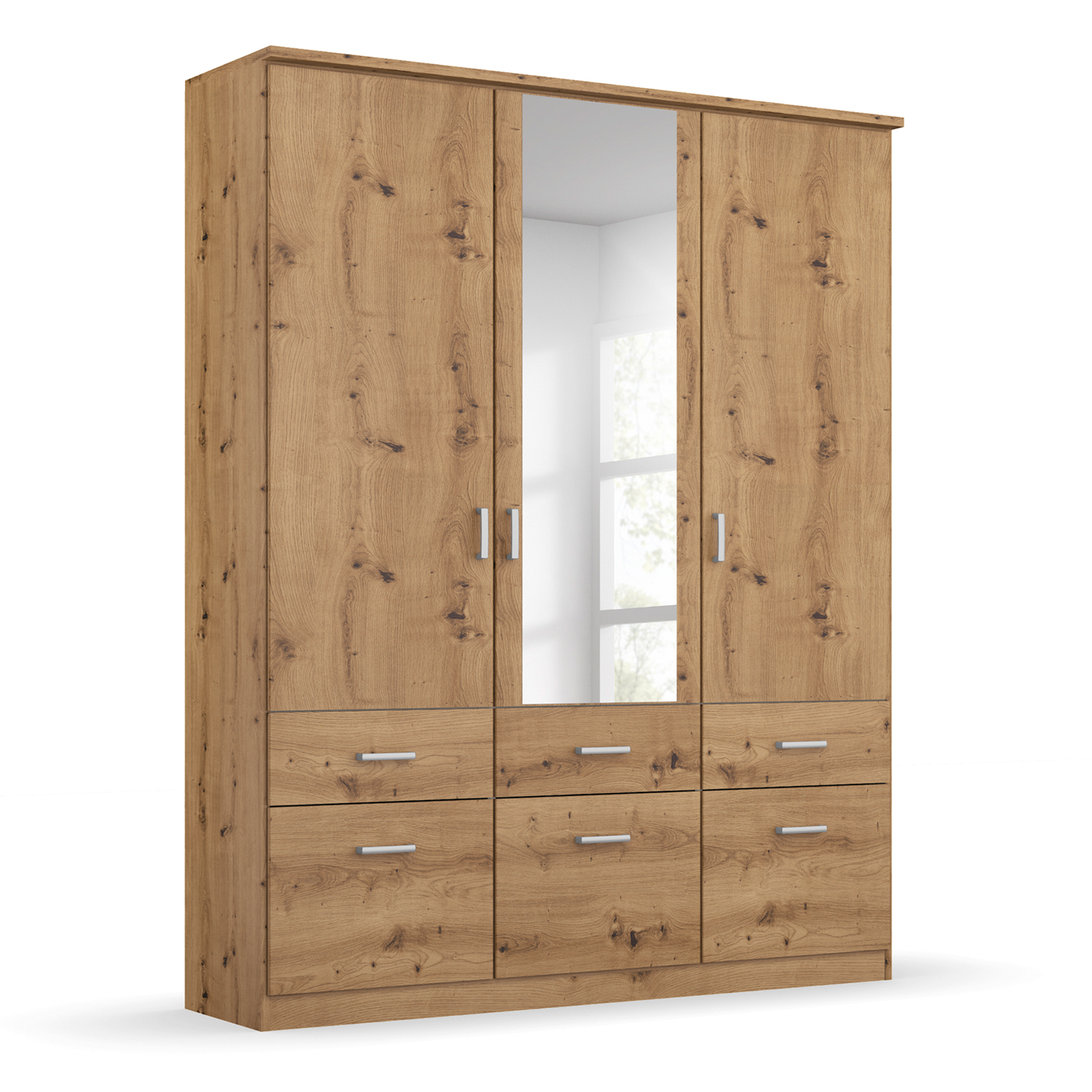 Drehtürenschrank - Artisan Eiche - 136 cm breit