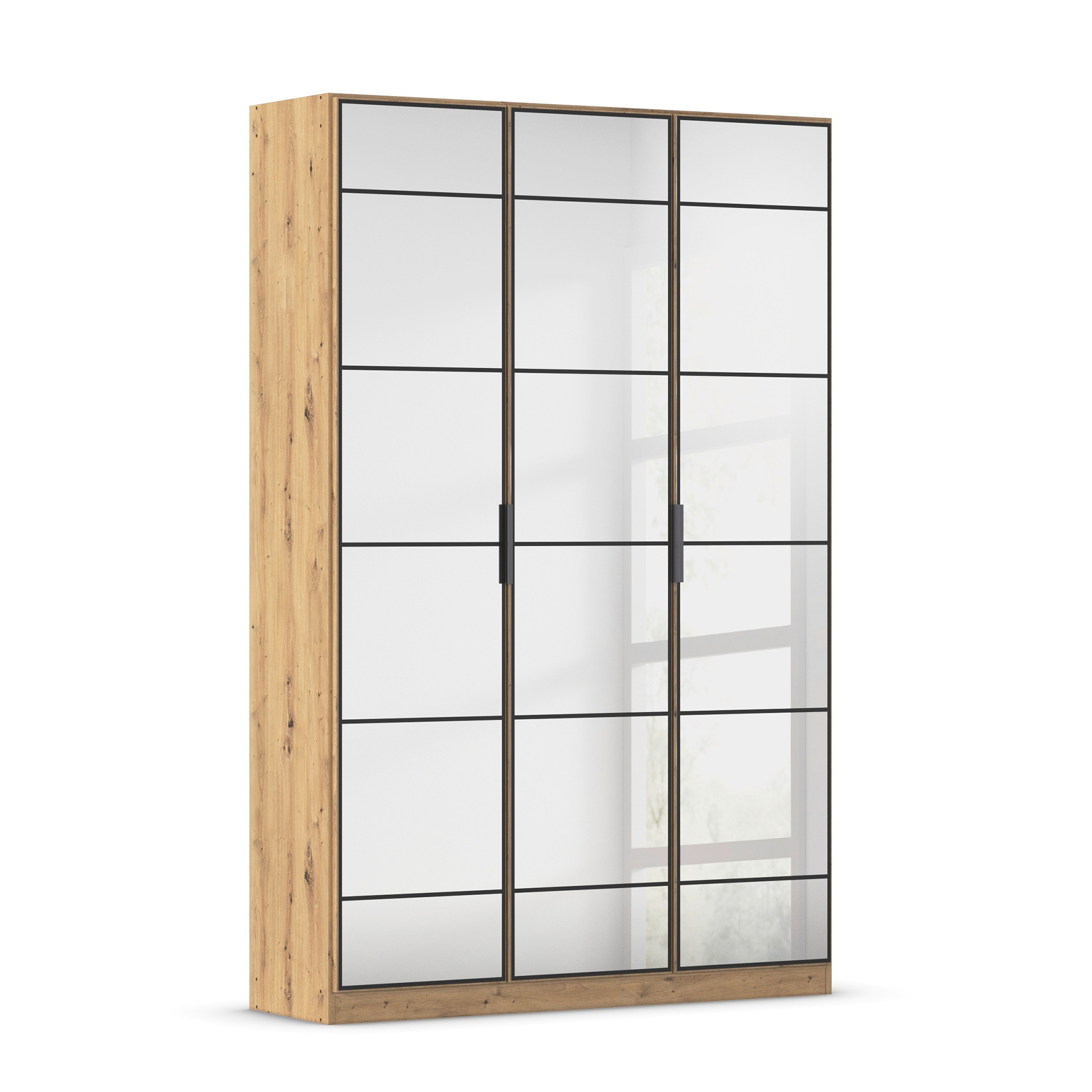 Drehtürenschrank - Artisan Eiche - 3-türig - Spiegel - 136 cm