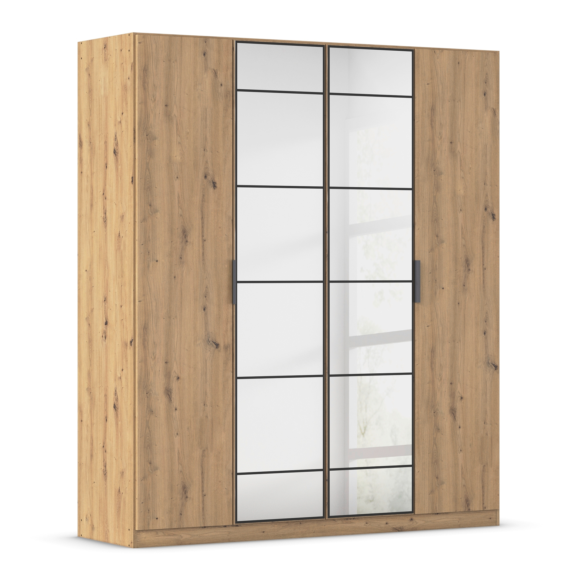 Drehtürenschrank - Artisan Eiche - 4-türig - Spiegel - 181 cm
