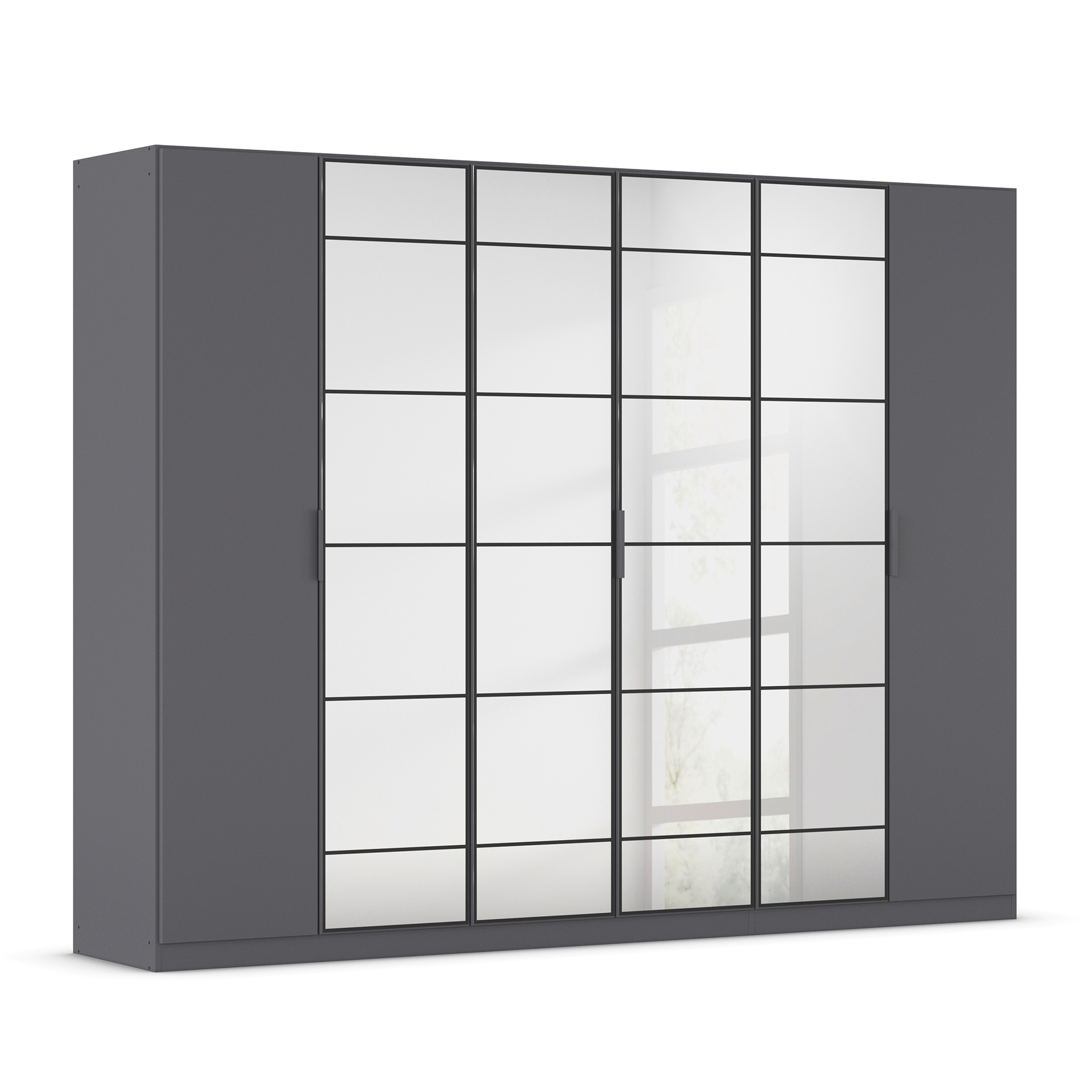 Drehtürenschrank - grau metallic - 6-türig - Spiegel - 271 cm