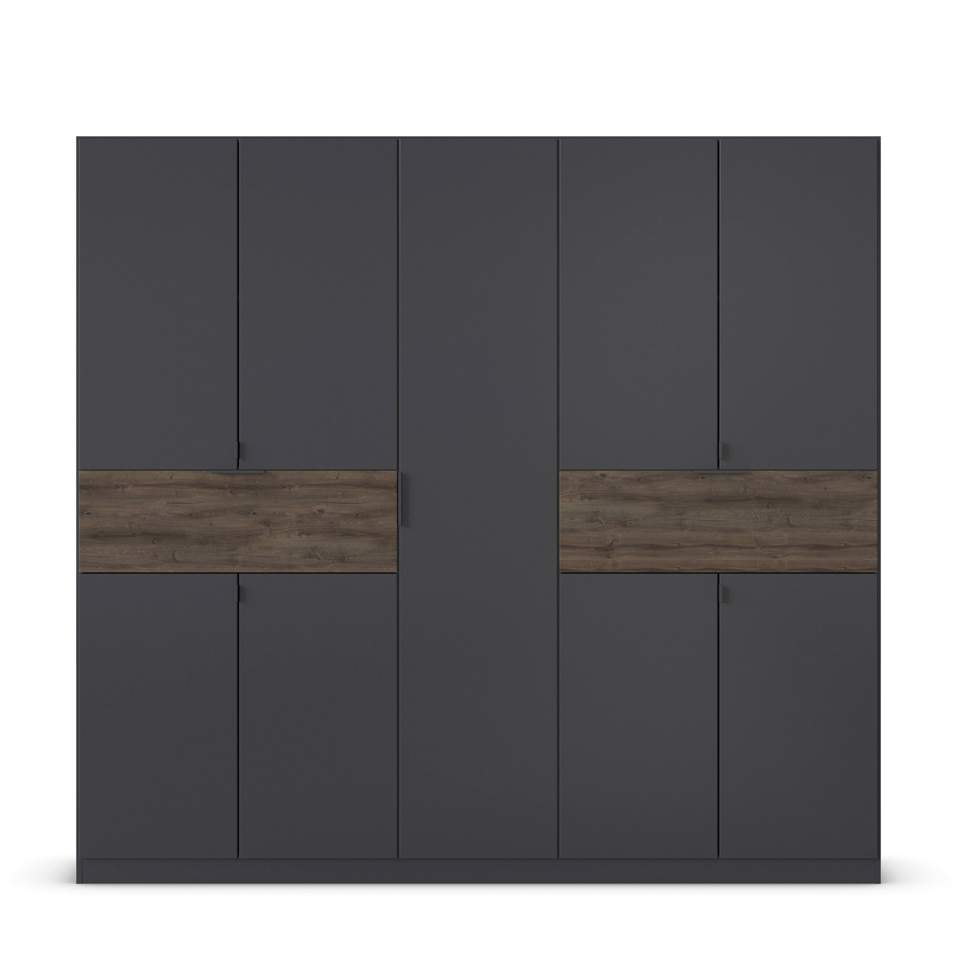 Drehtürenschrank - grau metallic - Oak dunkel - 226 cm - 9-türig