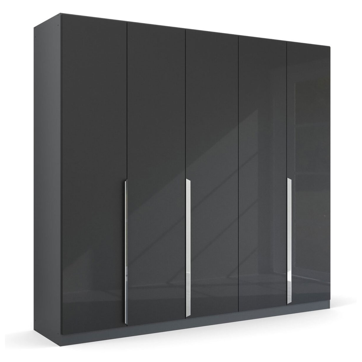 Drehtürenschrank - Hochglanz grau - 5 Türen - 226 cm