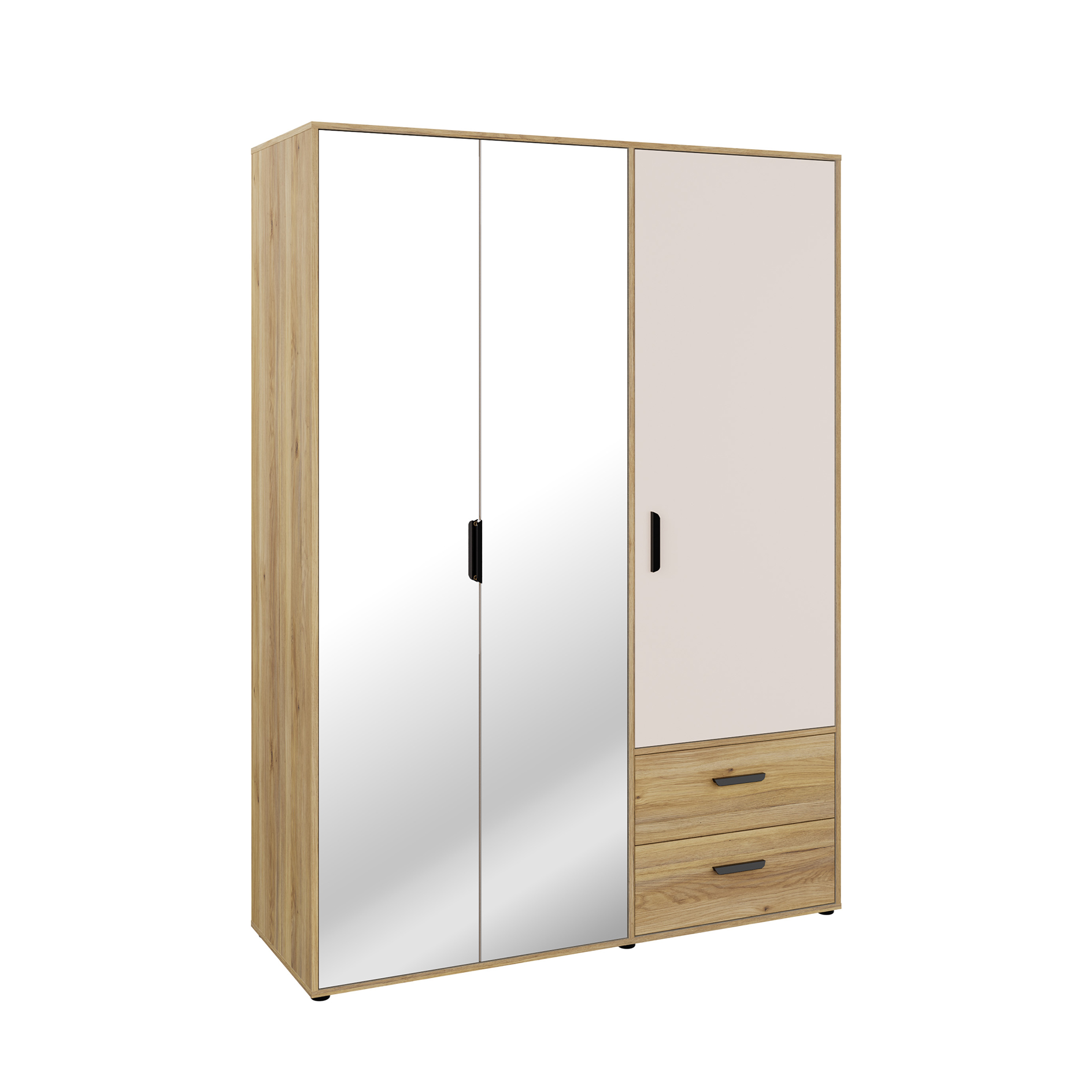Drehtürenschrank - Mauvella Eiche - 2 Schubkästen - 144 cm breit
