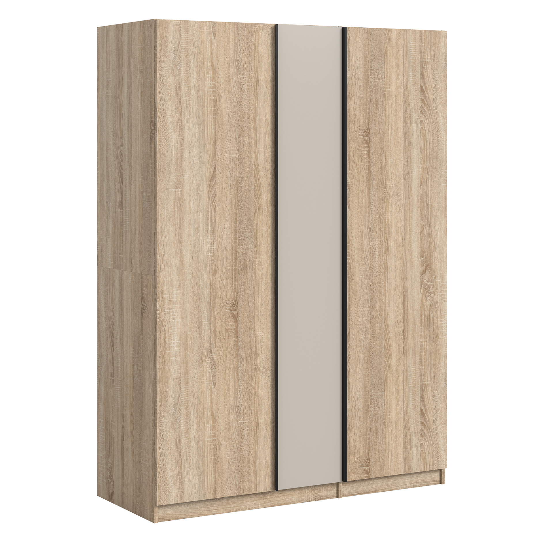 Drehtürenschrank OAKLAND - Sonoma Eiche - Kashmir - 3-türig - 130 cm