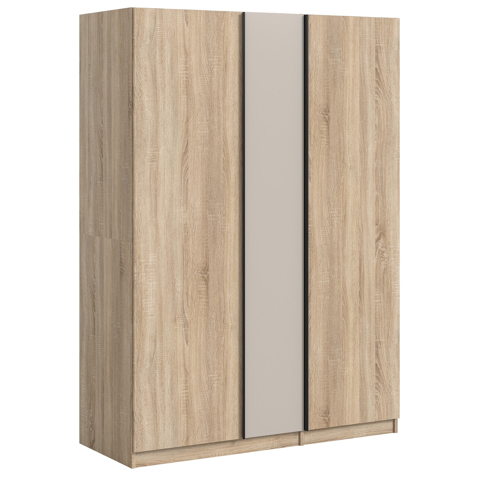Drehtürenschrank OAKLAND - Sonoma Eiche - Kashmir - 3-türig - 130 cm