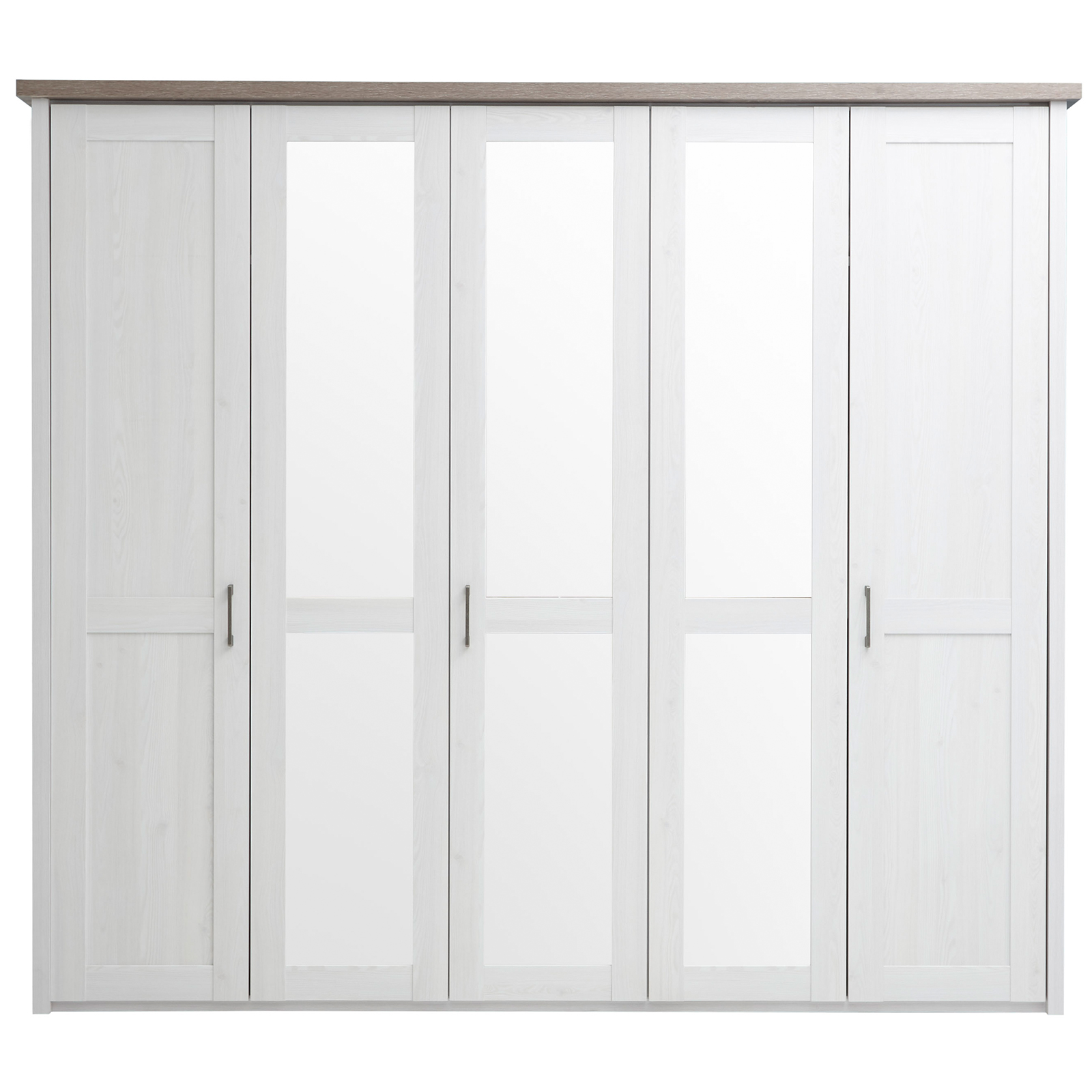 Drehtürenschrank - Pinie weiß - Trüffel - 241 cm