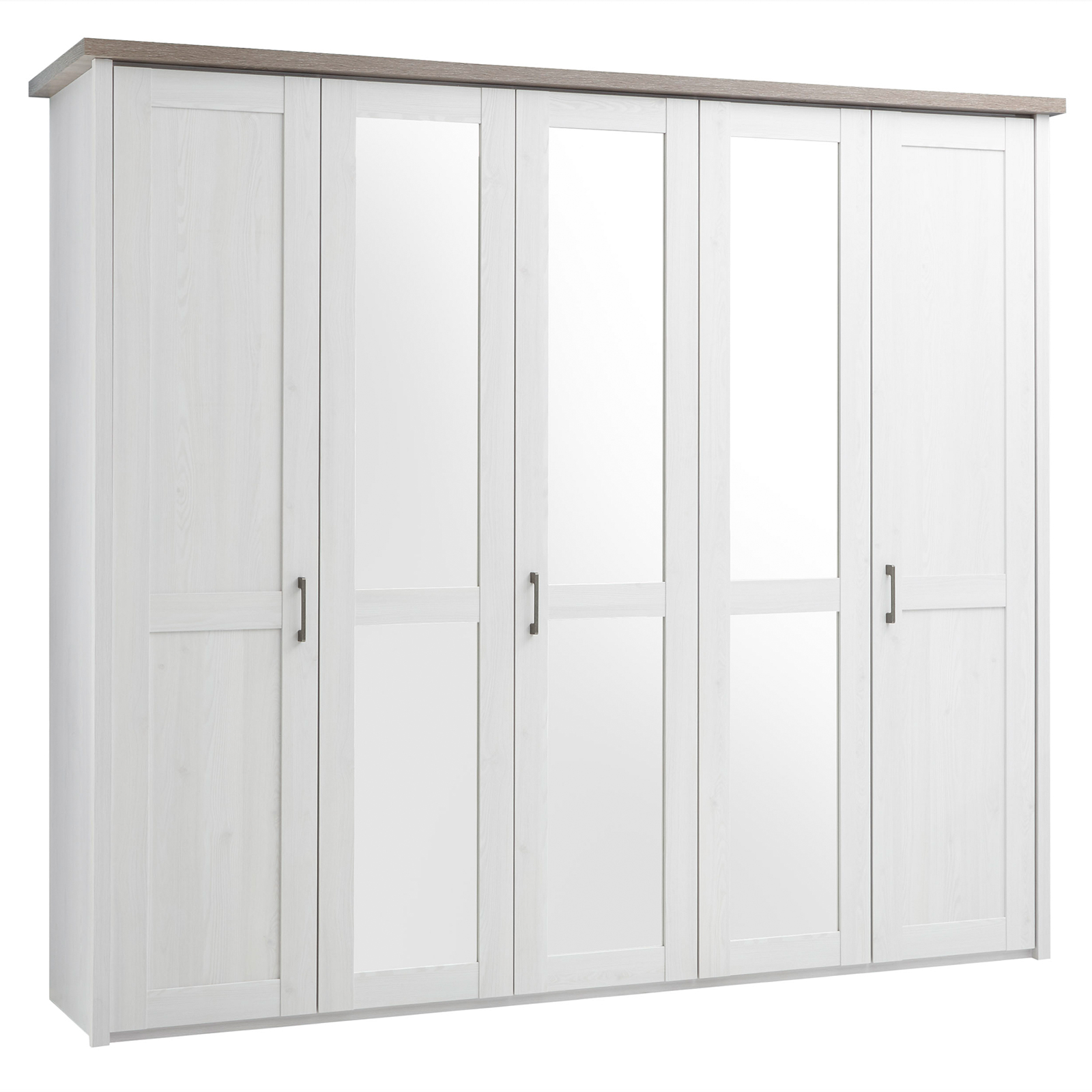 Drehtürenschrank - Pinie weiß - Trüffel - 241 cm
