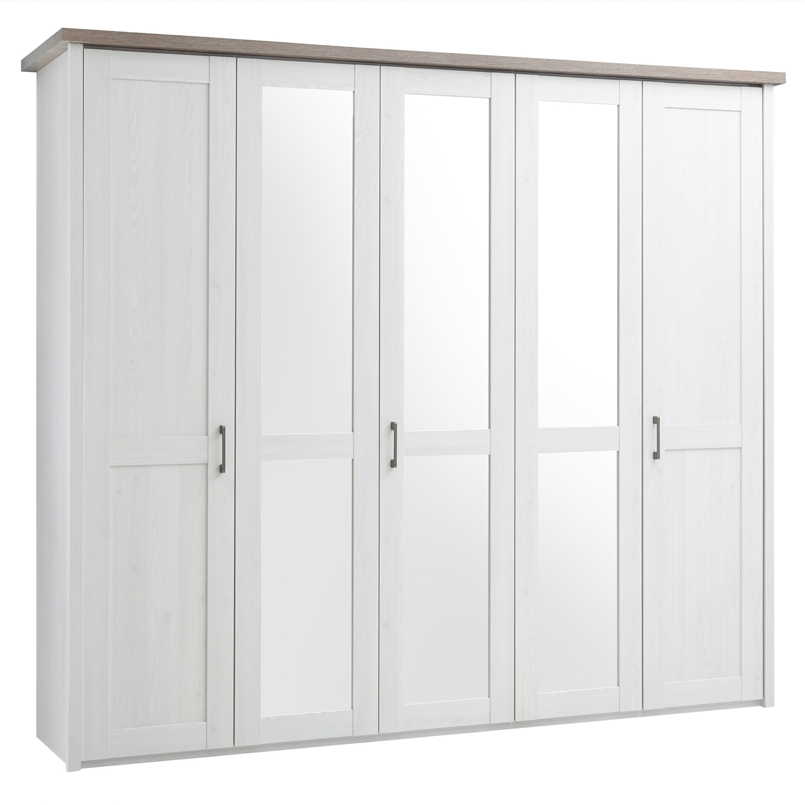 drehtürenschrank - pinie weiß-trüffel - 241 cm