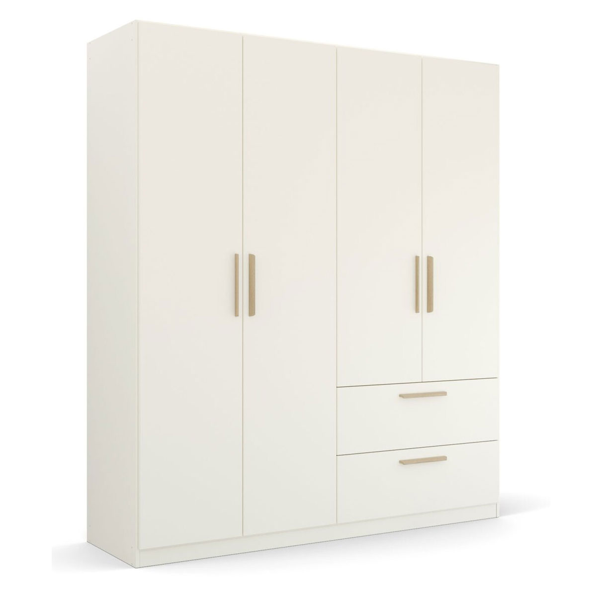 Drehtürenschrank - seidengrau - 4-türig - 2 Schubkästen - 181 cm