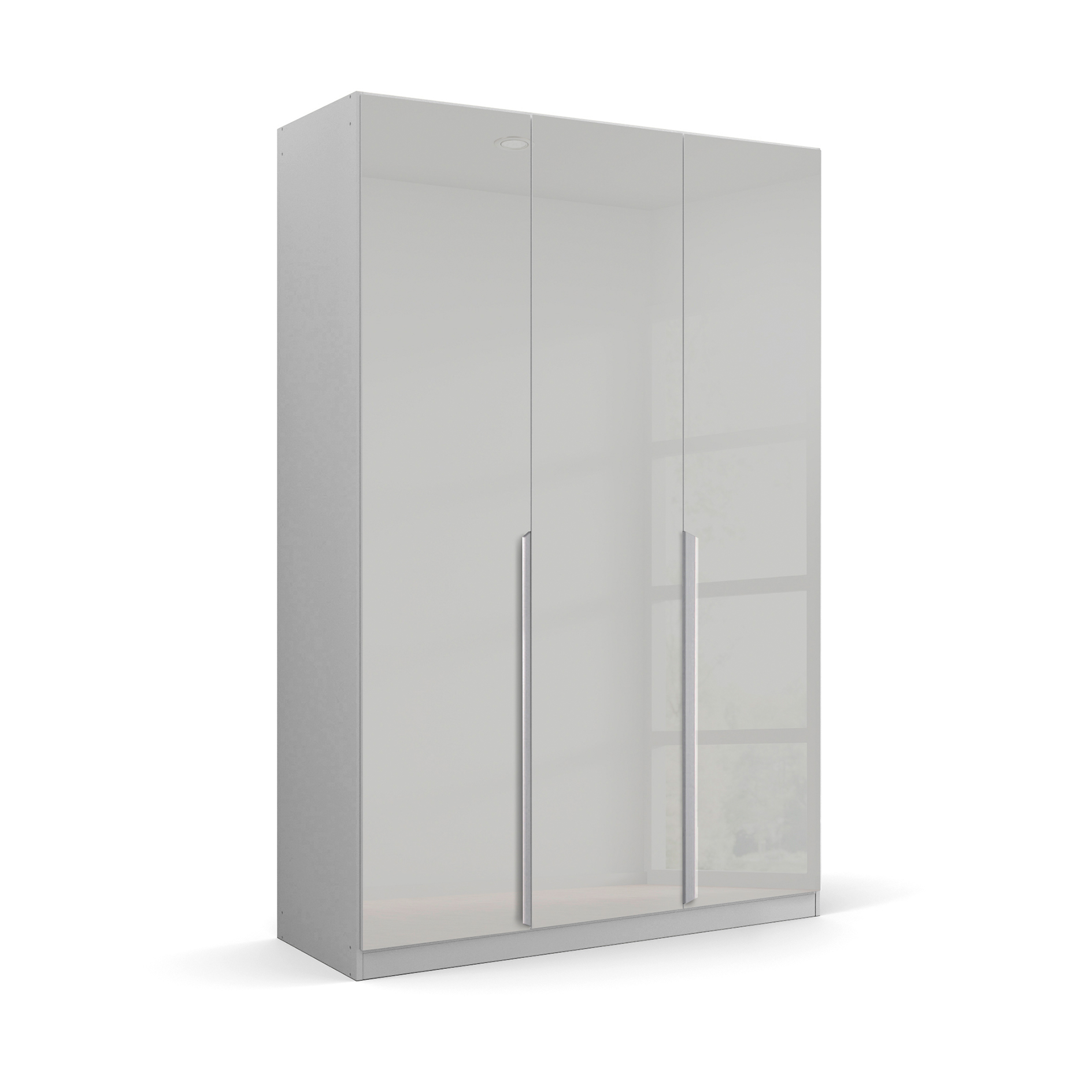 Drehtürenschrank - seidengrau - Glasfronten - 3-türig - 136x229 cm