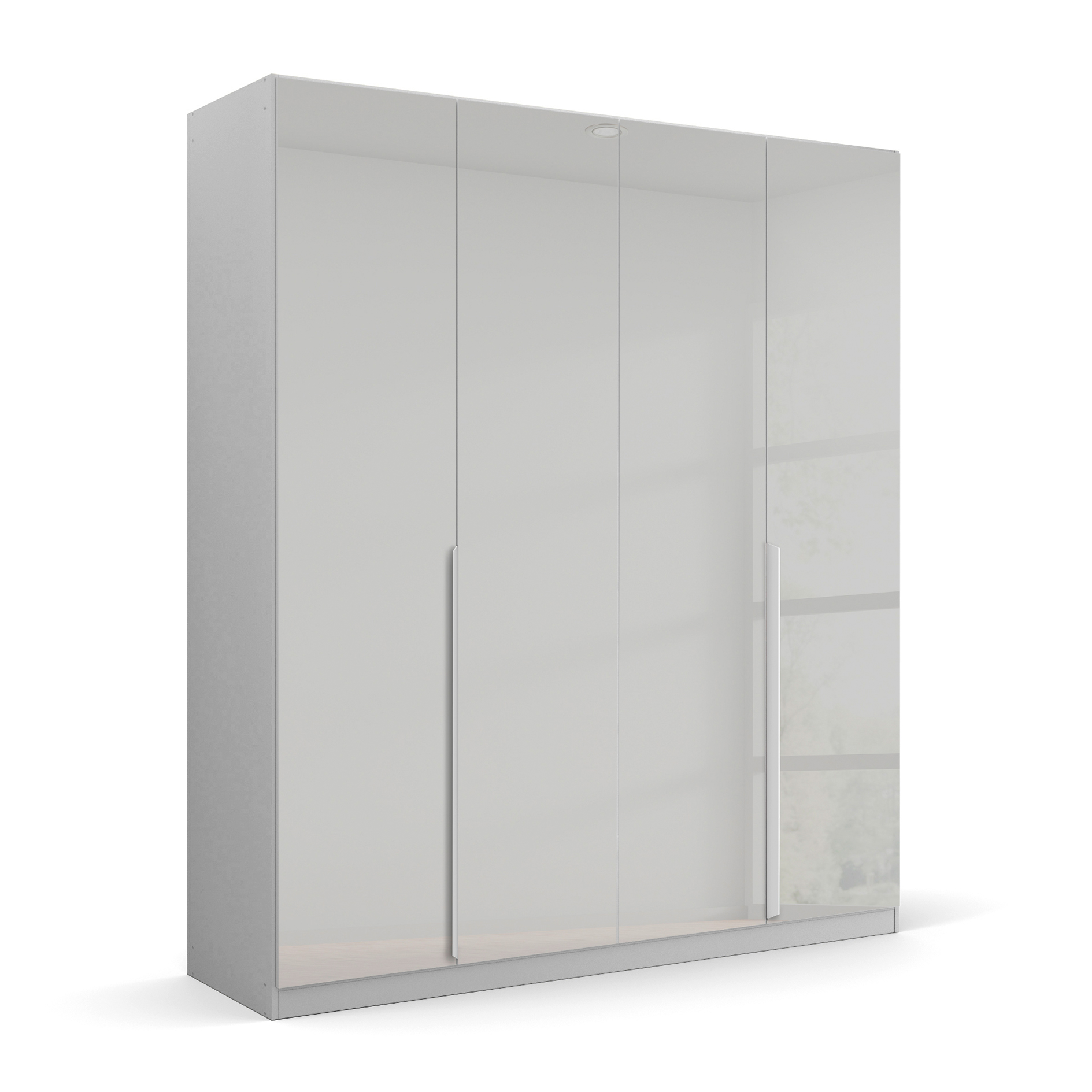 Drehtürenschrank - seidengrau - Glasfronten - 4-türig - 181x229 cm